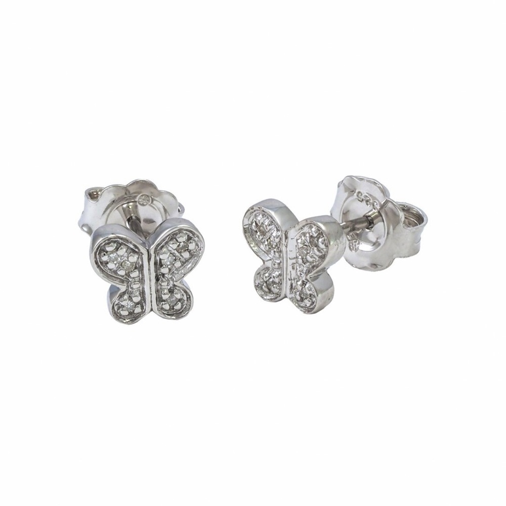 LAST ONE! NEW .05 CTW NATURAL DIAMOND Sterling Silver Butterfly Earrings